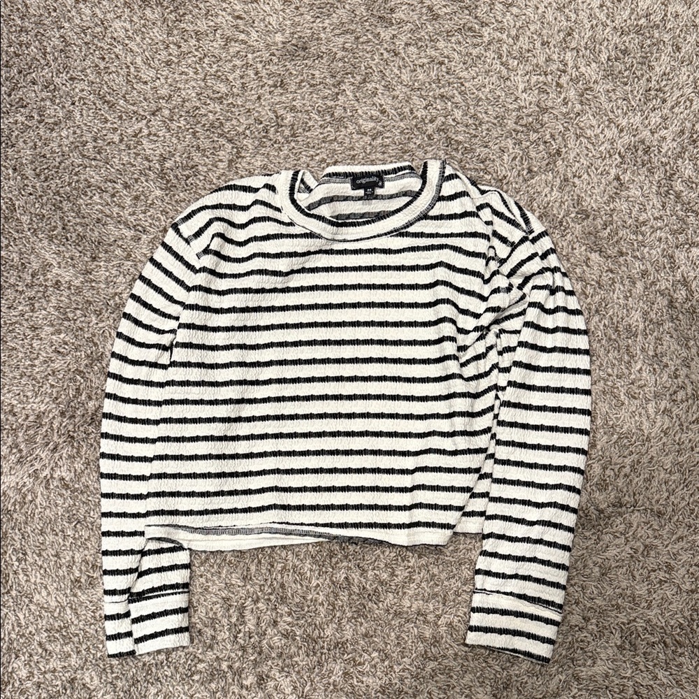 Striped Black and White Women's Crop Top